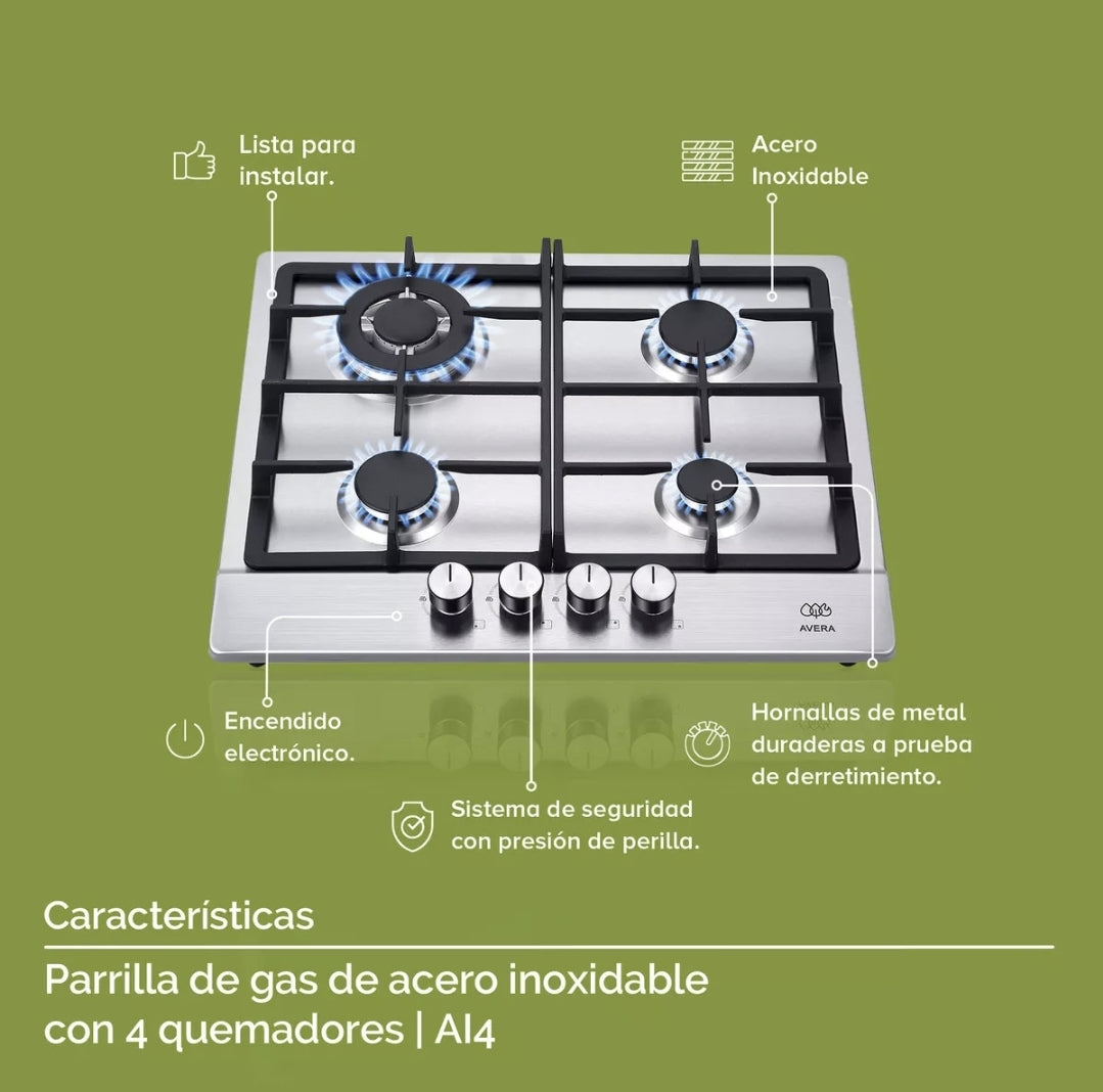 Parrilla Avera a gas 4 quemadores