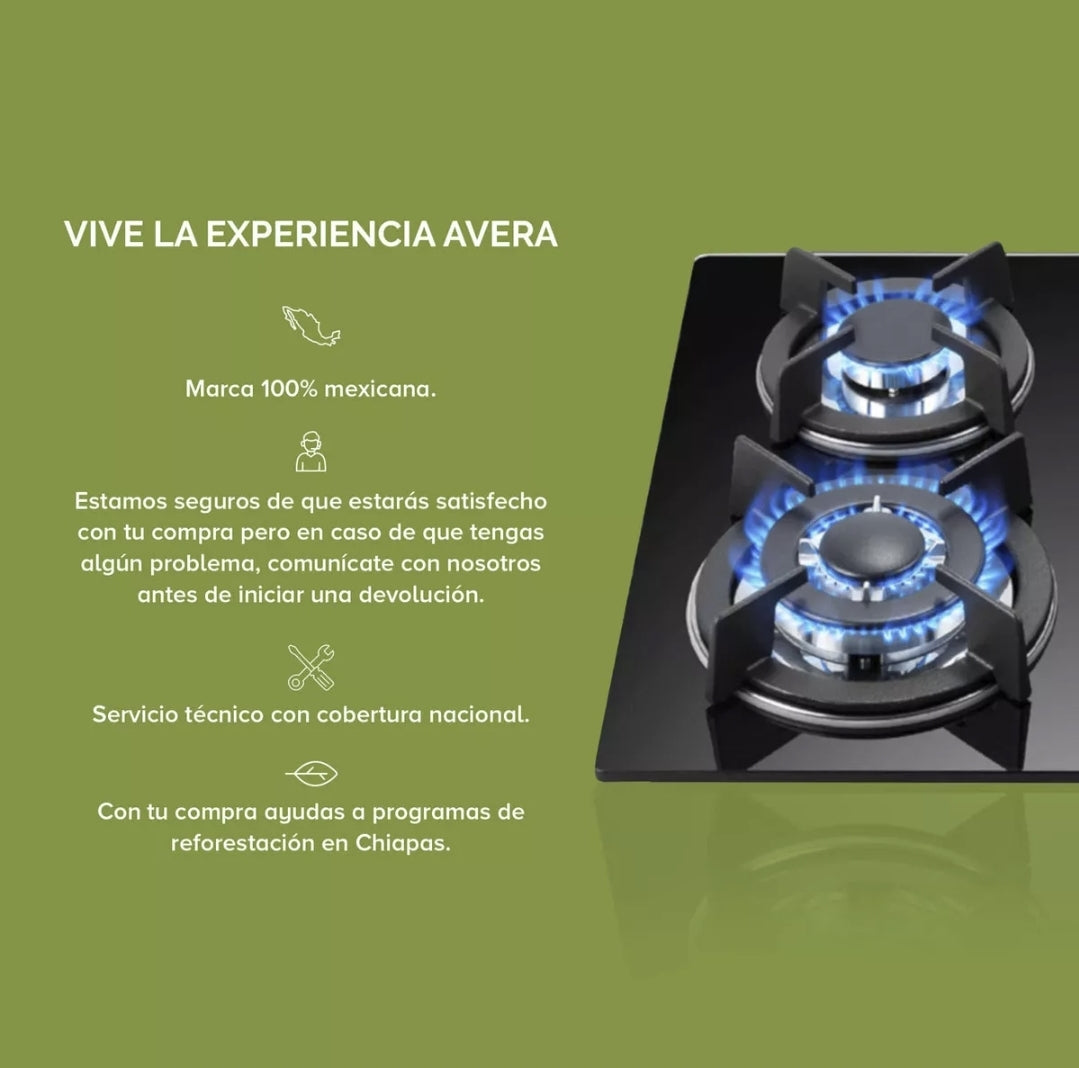 Parrilla  AVERA 4 quemadores Vidrio Templado