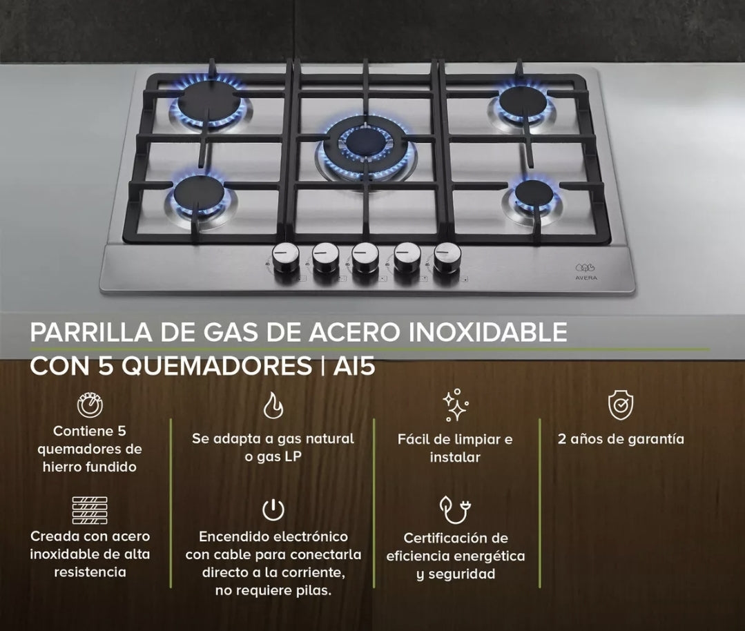 Parrilla Avera a gas  5 quemadores