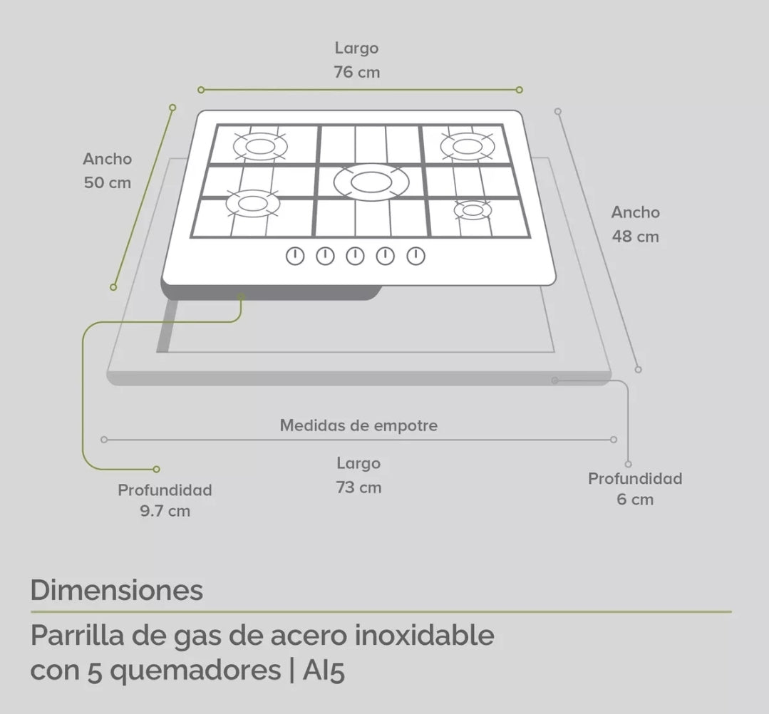Parrilla Avera a gas  5 quemadores