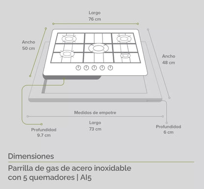 Parrilla Avera a gas  5 quemadores