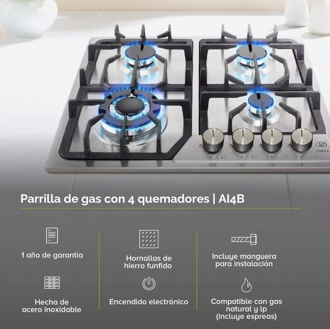 Parrilla AVERA 4 quemadores