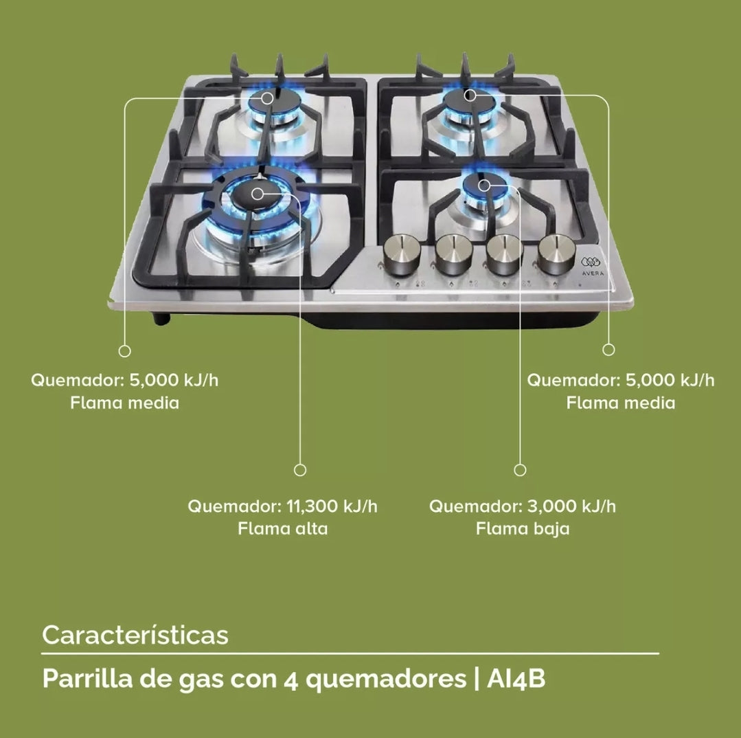 Parrilla AVERA 4 quemadores
