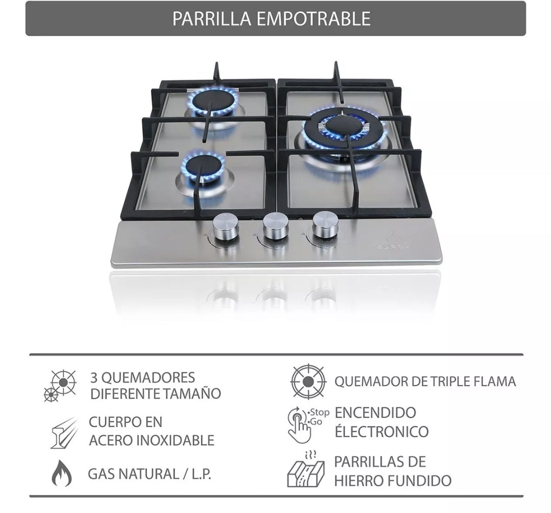 Supra parrilla a gas 3 quemadores