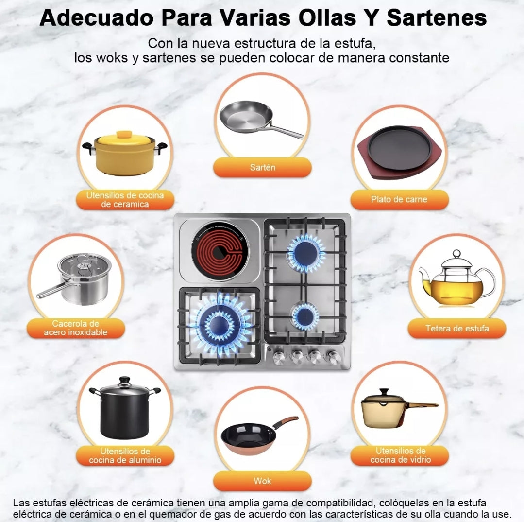 Parrilla de gas acero inoxidable eléctrica cerámica