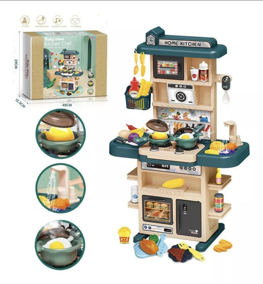 Juguete de cocina 43 piezas con luz, sonido, agua, vapor y spray