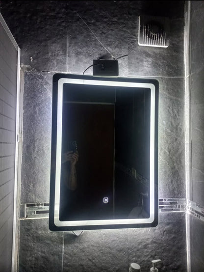 Espejo Rectangular Con Luz Táctil Tricolor Led 70x50