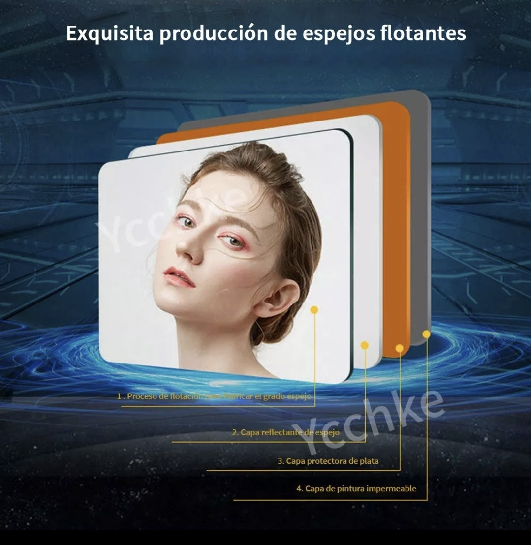 Espejo Rectangular Con Luz Táctil Tricolor Led 70x50