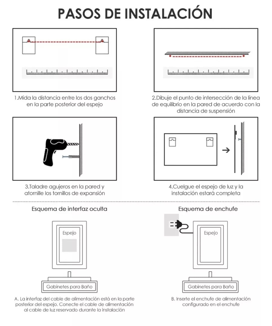 Espejo Rectangular Con Luz Táctil Tricolor Led 70x50