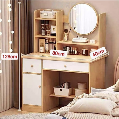 Tocador multifuncional con espejo led y dos cajones