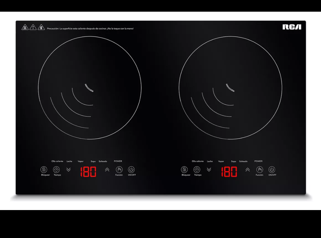 Parrilla doble de inducción cristal templado