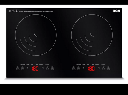 Parrilla doble de inducción cristal templado