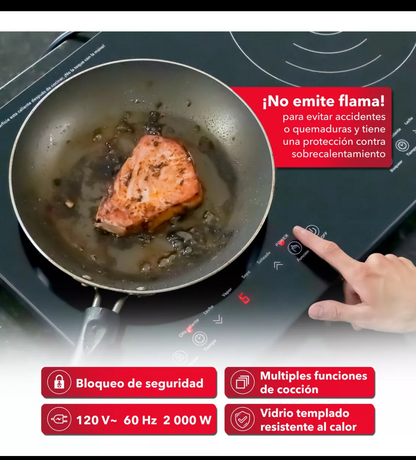 Parrilla doble de inducción cristal templado