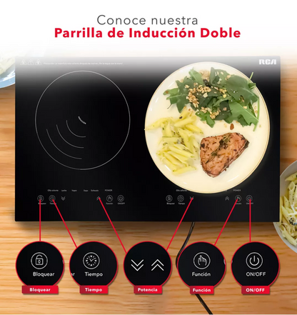 Parrilla doble de inducción cristal templado