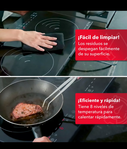 Parrilla doble de inducción cristal templado