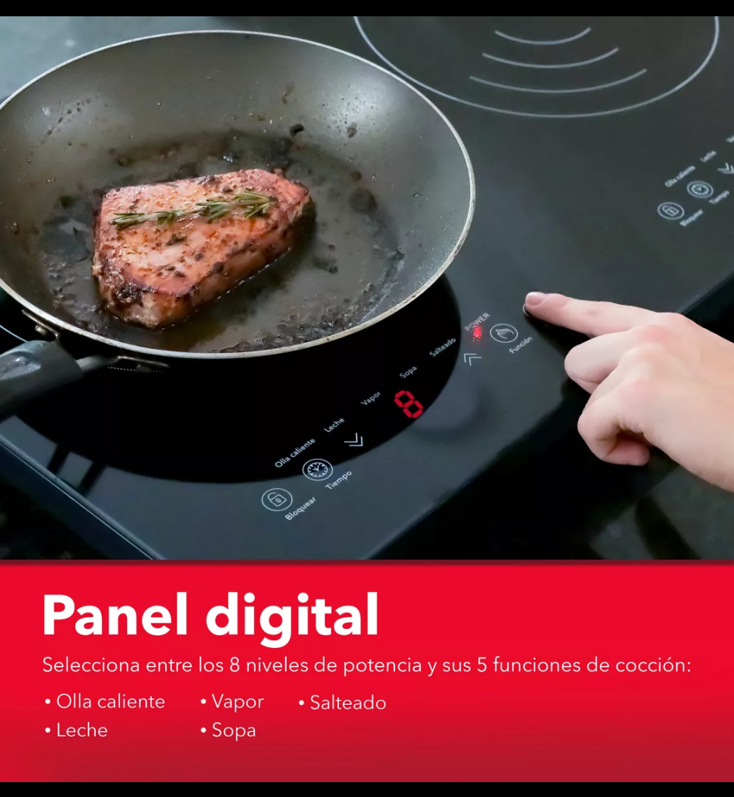 Parrilla doble de inducción cristal templado