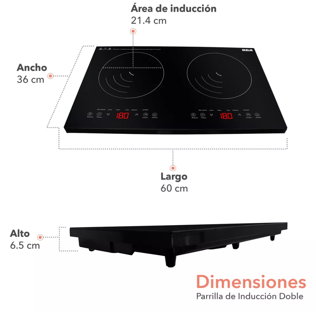 Parrilla doble de inducción cristal templado
