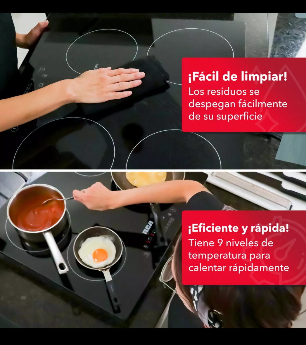Parrilla de inducción 4 quemadores vidrio templado