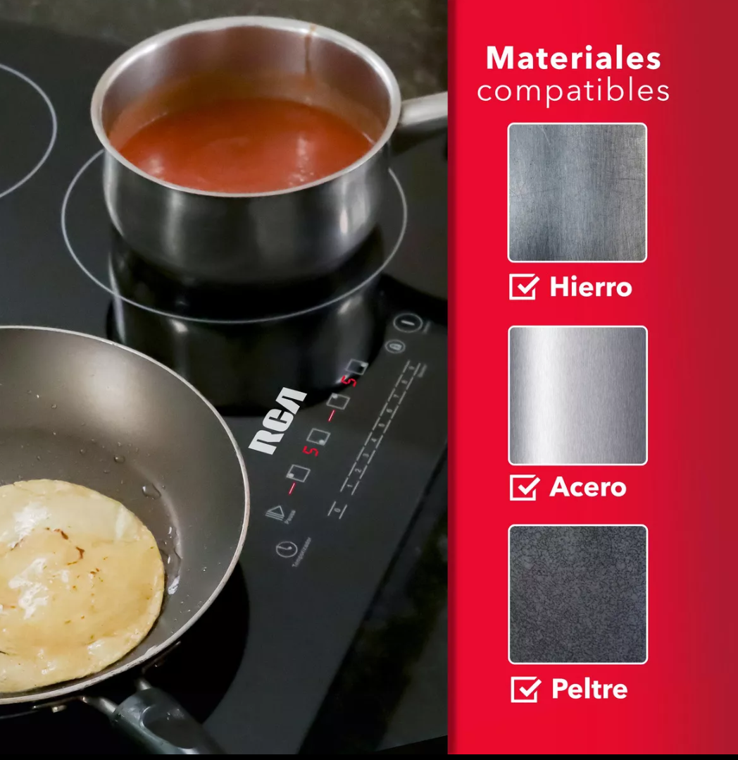 Parrilla de inducción 4 quemadores vidrio templado