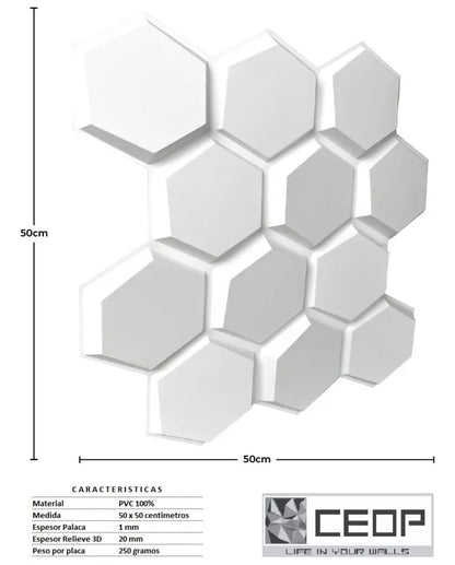 Paneles 3D blanco 20 piezas 50x50cm