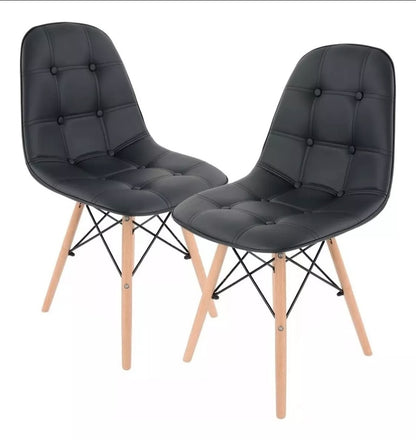 Set De 4 Sillas Estilo Eames De Botones Tapizadas En Vinipiel