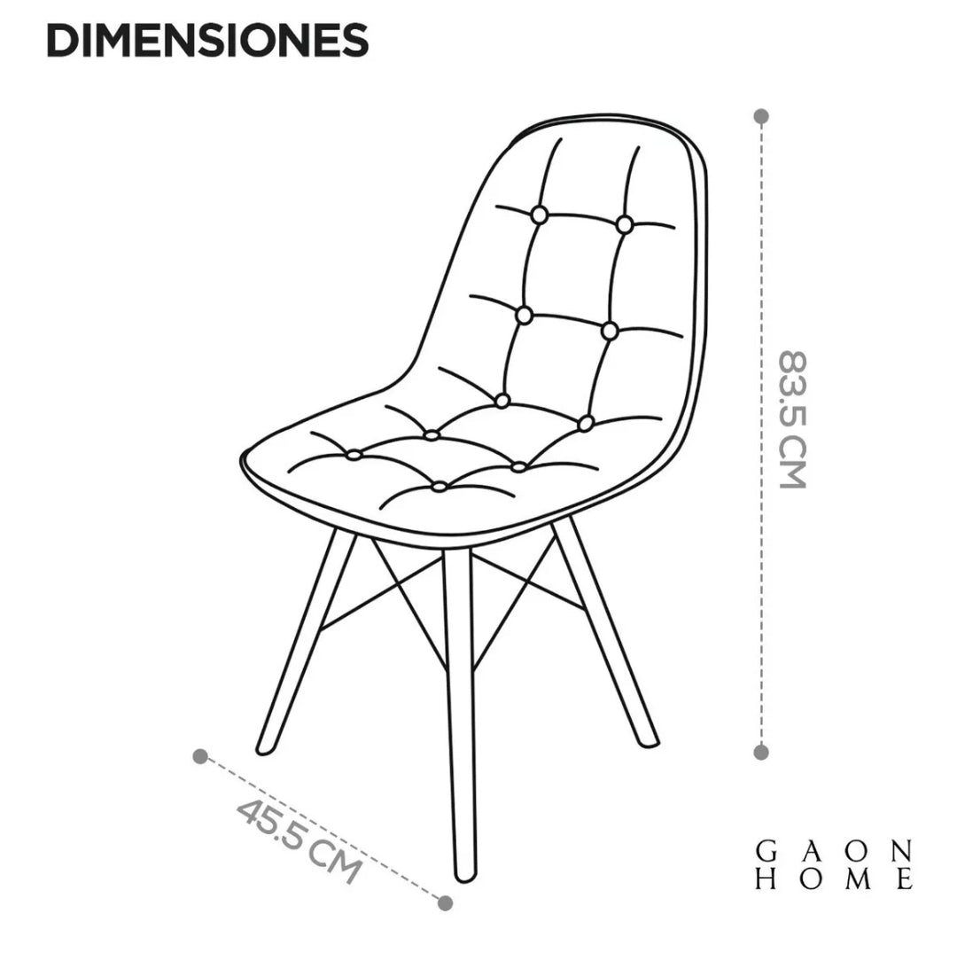 Set De 4 Sillas Estilo Eames De Botones Tapizadas En Vinipiel