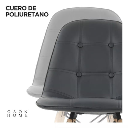 Set De 4 Sillas Estilo Eames De Botones Tapizadas En Vinipiel