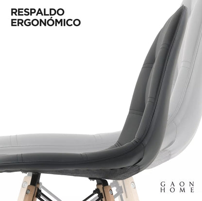 Set De 4 Sillas Estilo Eames De Botones Tapizadas En Vinipiel