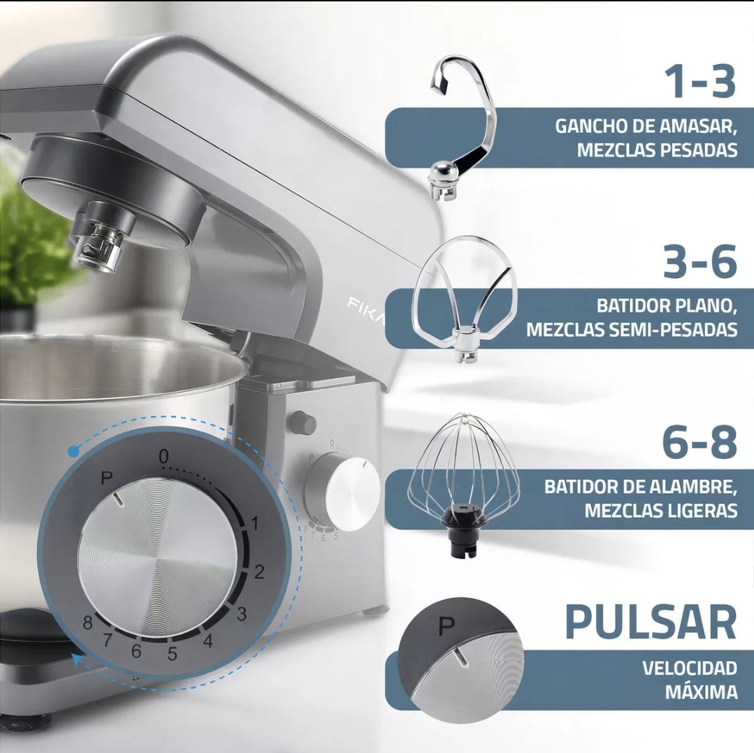Batidora De Pedestal Fika 380w 4lt 8 Velocidades 127v Color Gris