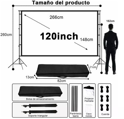 Pantalla De Proyector 120 Pulgadas Con Trípode Telescópico