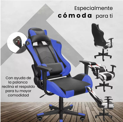 Silla Gamer Reclinable Giratoria Ergonómica Cómoda 2 Masajes