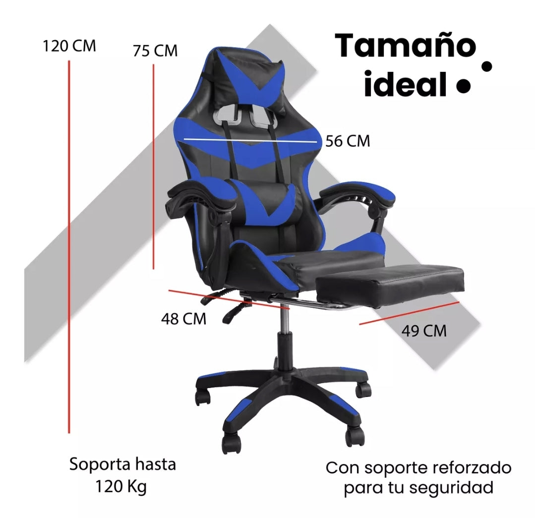 Silla Gamer Reclinable Giratoria Ergonómica Cómoda 2 Masajes