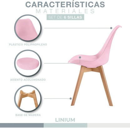 Set de 6 sillas eames tulip