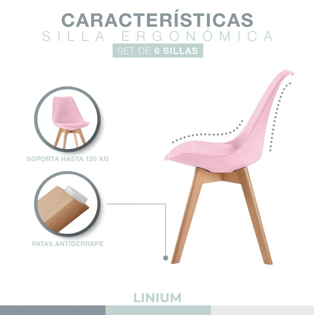 Set de 6 sillas eames tulip