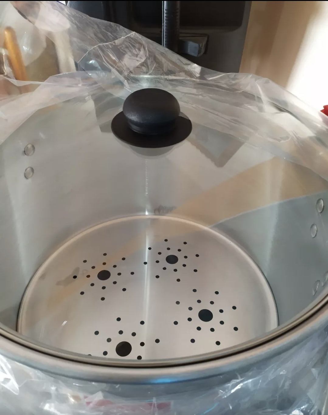 Vaporera 30 Litros con Tapa de Vidrio y Disco Vaporizador
