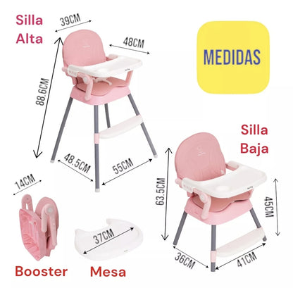 Silla Periquera Para Bebe Alta Plegable Portátil 3 En 1