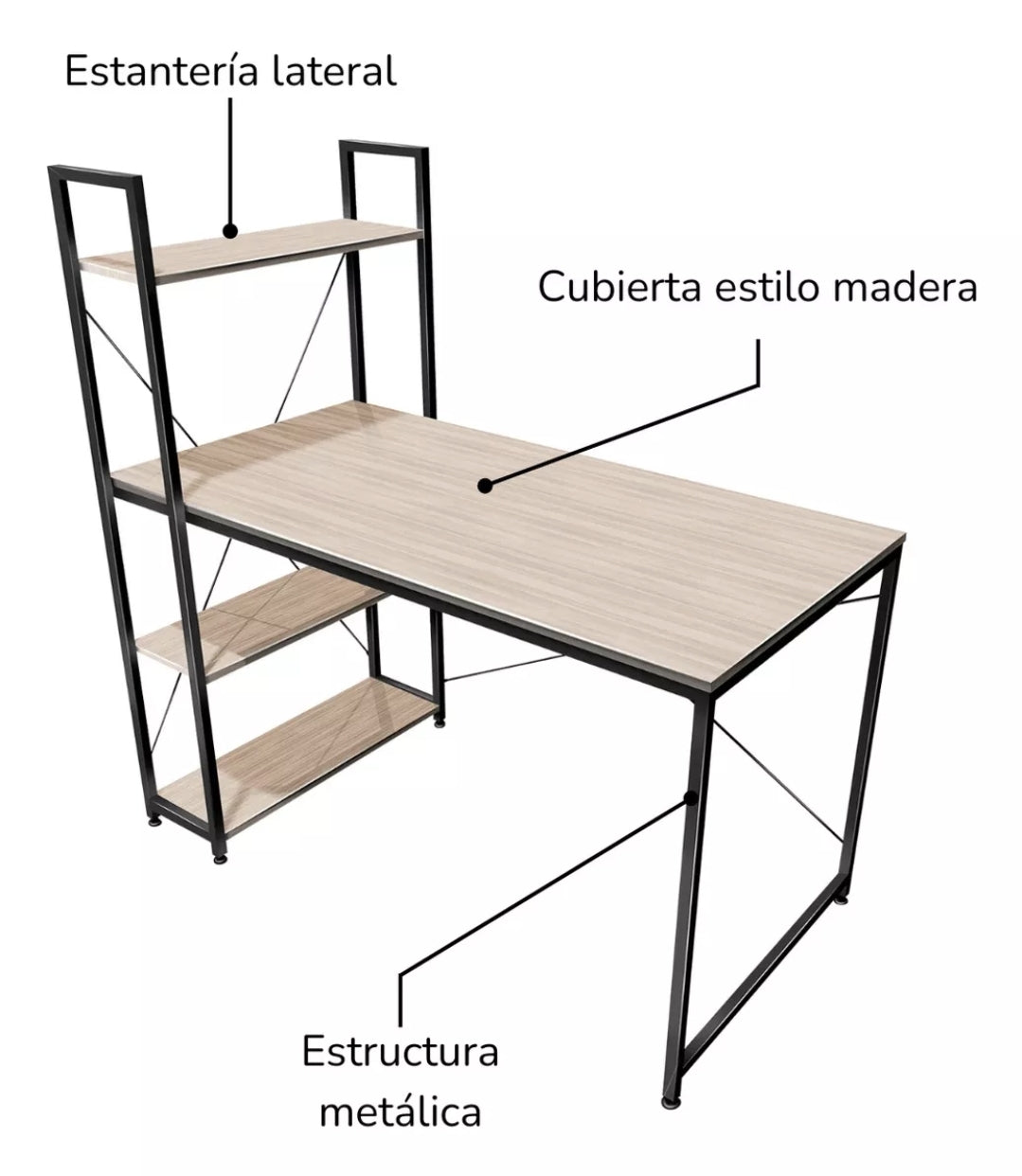 Escritorio de melamina 120cm x 122cm x 60cm