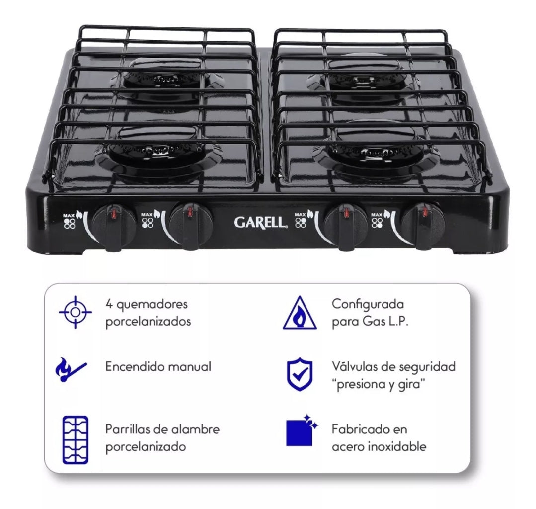 Parrilla de mesa 4 quemadores GARELL