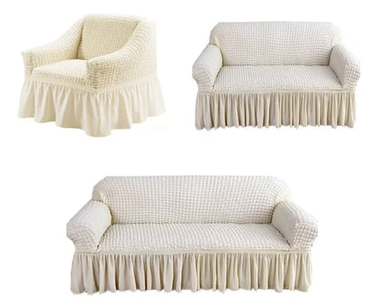 Protector Cubre Sala con Falda Elástico semi impermeable Alta Calidad 3 Pzs