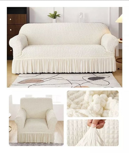 Protector Cubre Sala con Falda Elástico semi impermeable Alta Calidad 3 Pzs