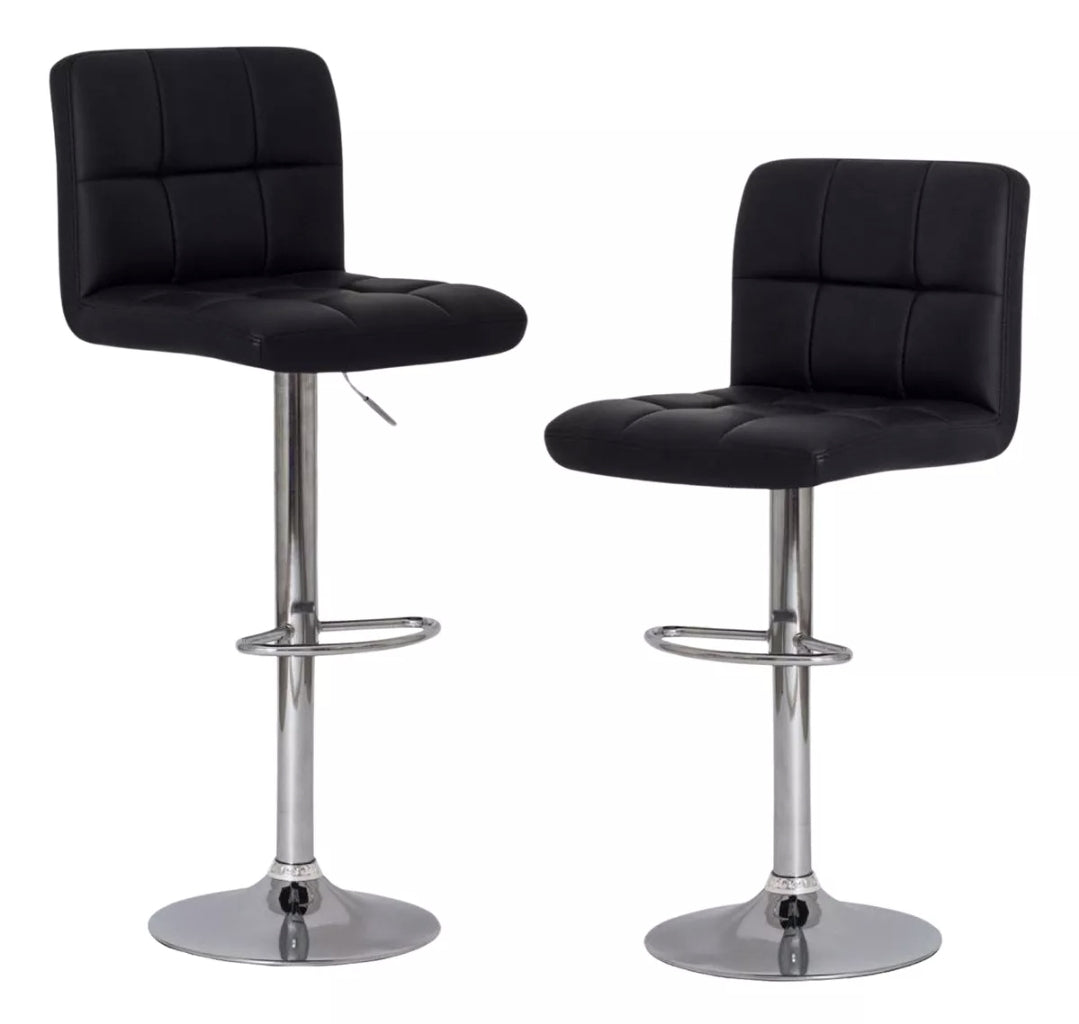 Set 4 Bancos Altos De Cocina Con Acabado Cromado NEGRO