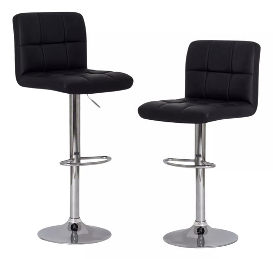 Set 4 Bancos Altos De Cocina Con Acabado Cromado NEGRO