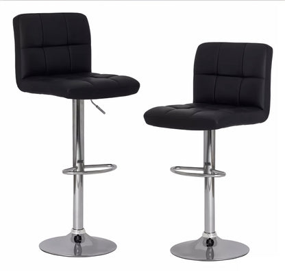 Set 4 Bancos Altos De Cocina Con Acabado Cromado NEGRO