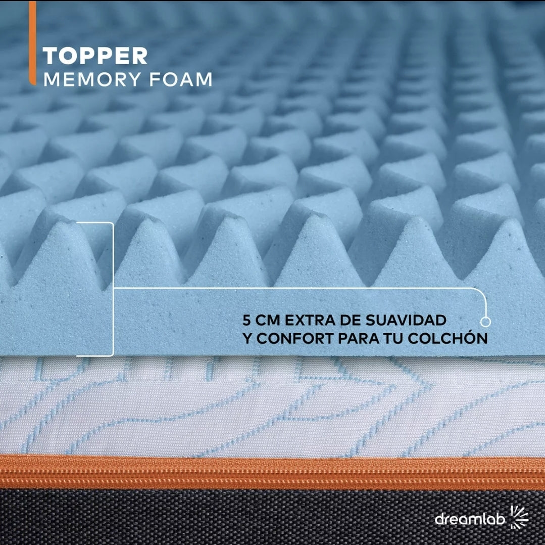 Colchoneta Memory Foam Topper Dreamlab 5 cm de grosor con Gel