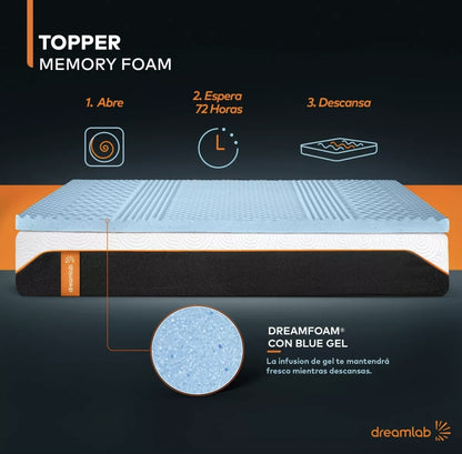 Colchoneta Memory Foam Topper Dreamlab 5 cm de grosor con Gel