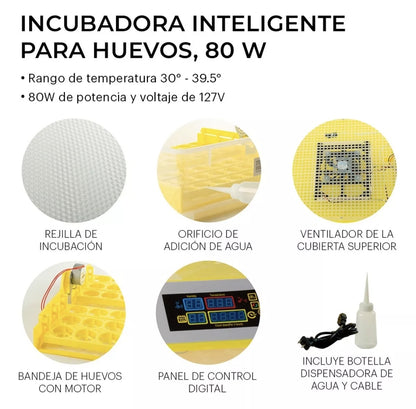 Incubadora 48 Huevos Pollos Y Aves Con Giro Automatico