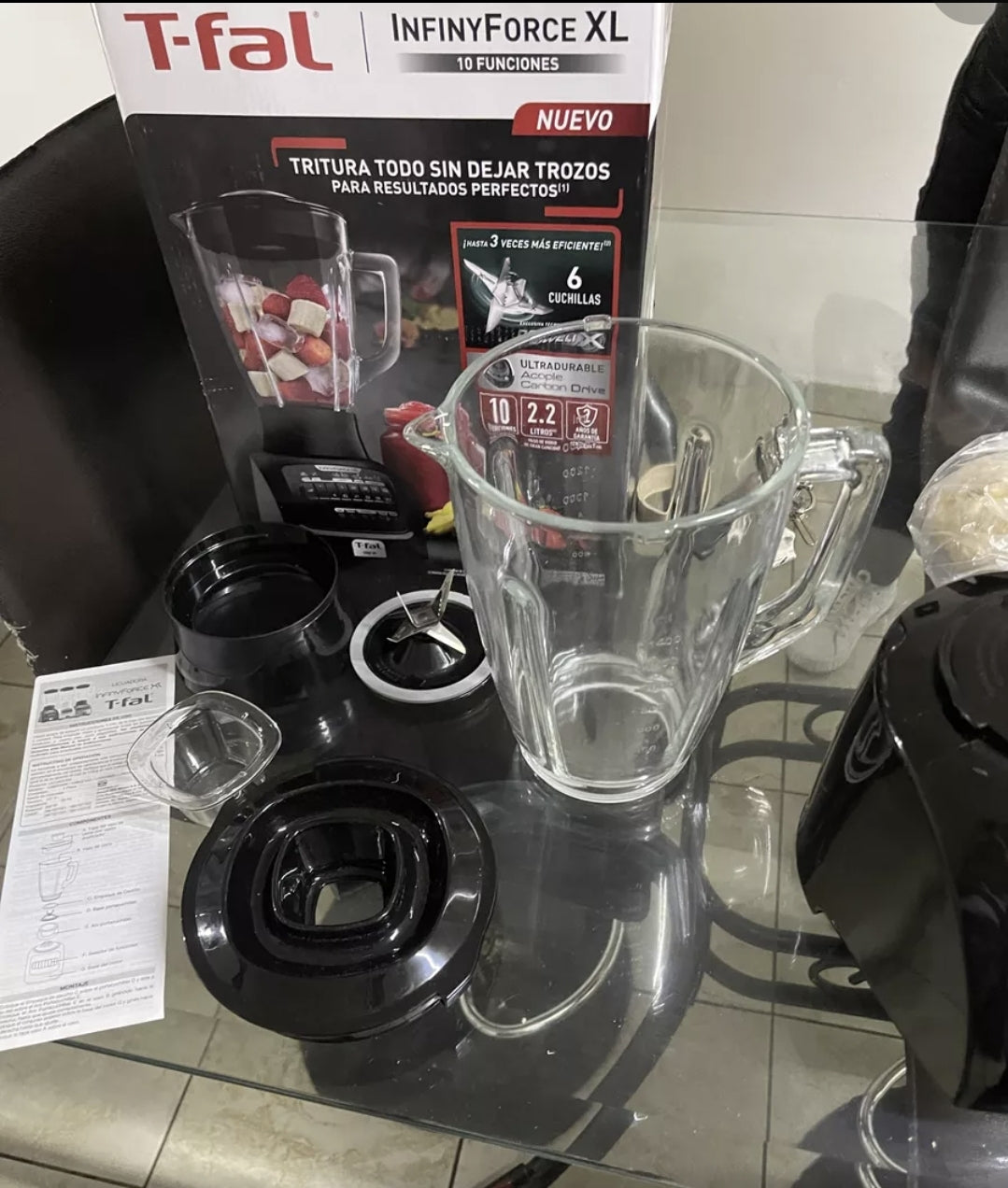 Licuadora Infinyforce Xl 2.2 L Vaso Vidrio 10 Vel 6 Cuchillas