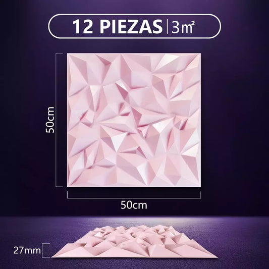PANELES DECORATIVOS PVC 50X50CM ROSA