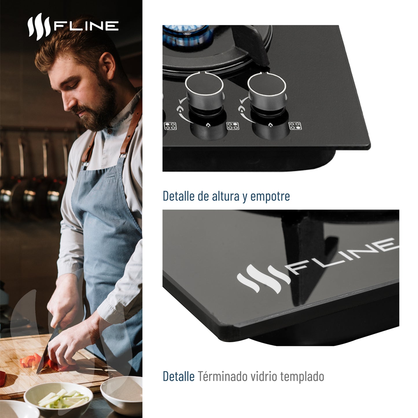 Parrilla empotrable 4 quemadores FLINE | OSLO 4 |