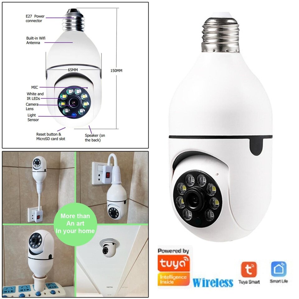 Kit de 2 cámaras de vigilancia WiFi tipo foco
